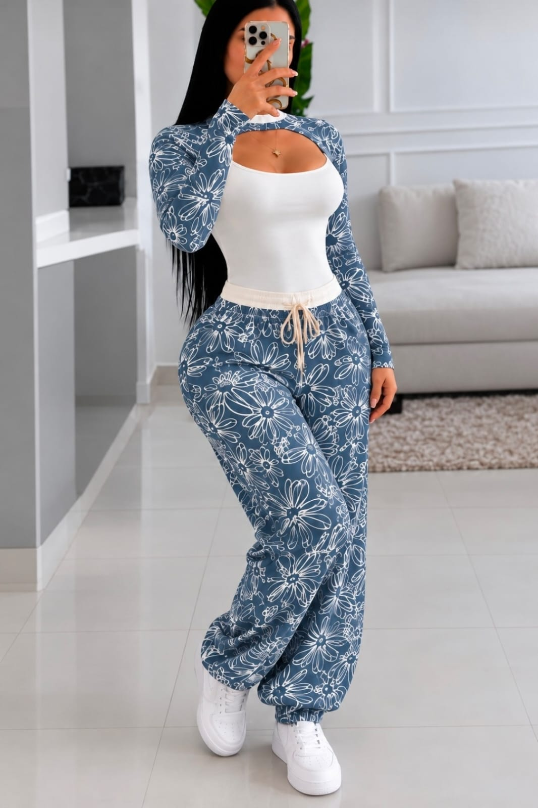 Adriana - Conjunto floral azul
