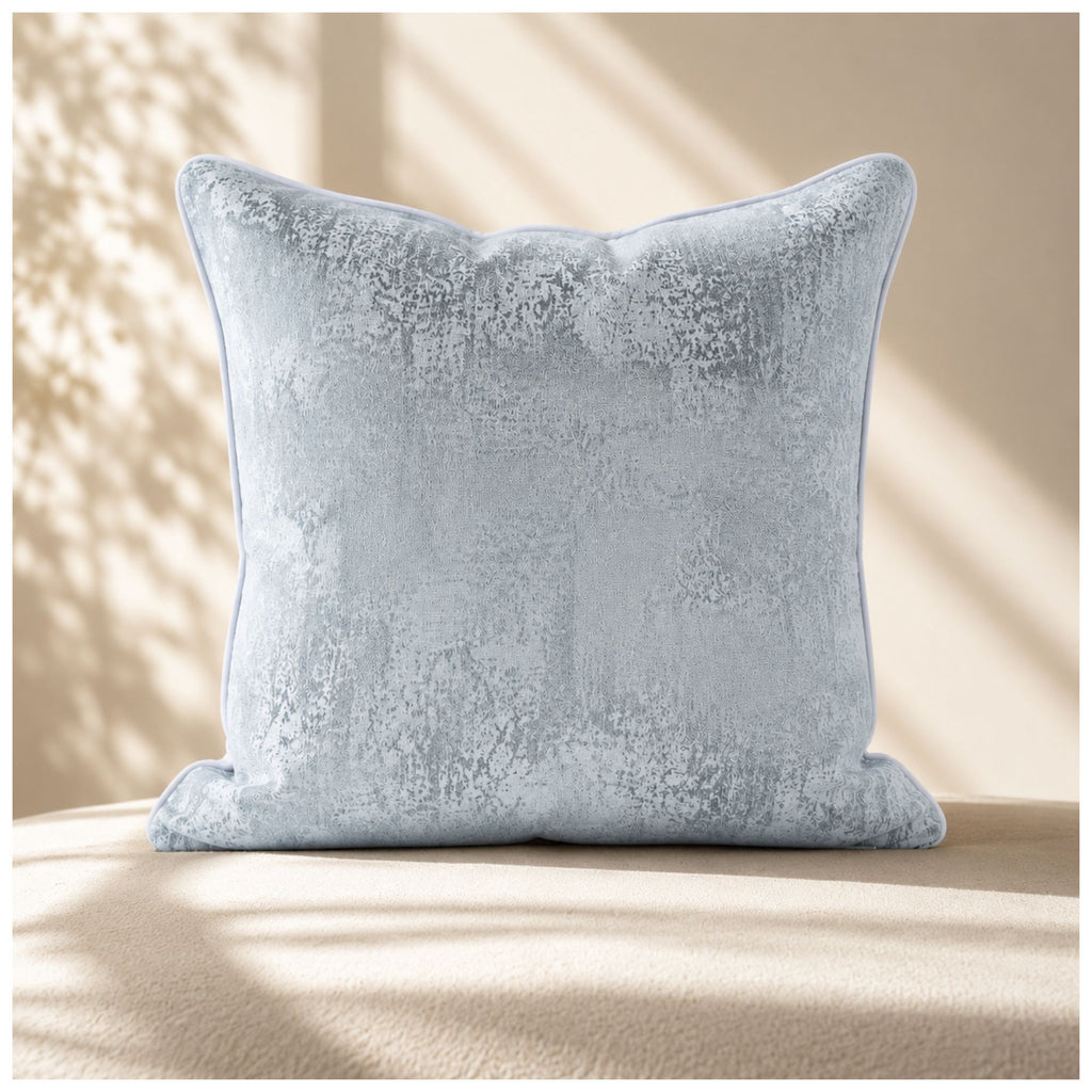 Vista principal del cojín decorativo Niza azul glacial