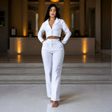Renata - Conjunto blanco blazer con espalda abierta