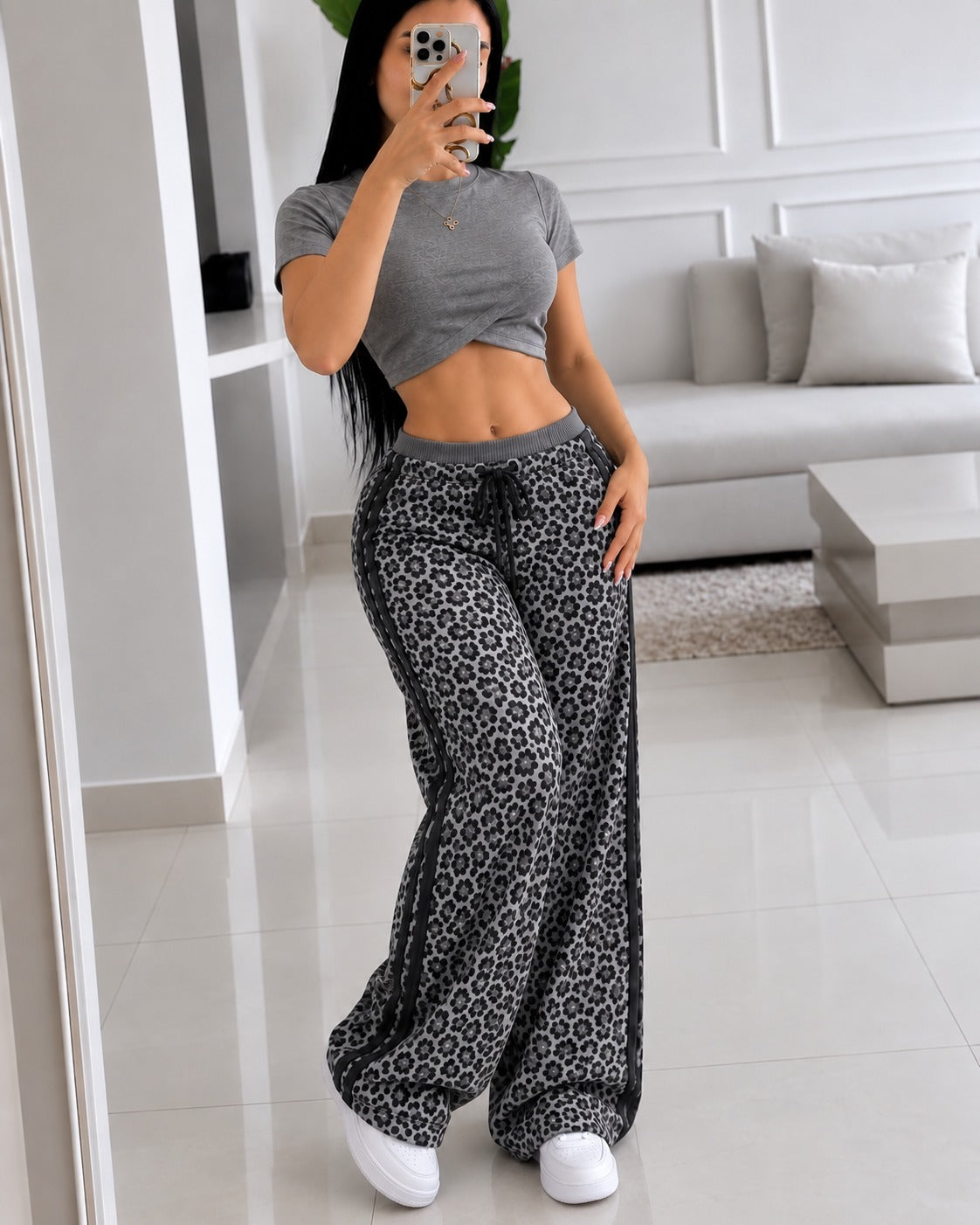 Bárbara - Conjunto animal print gris